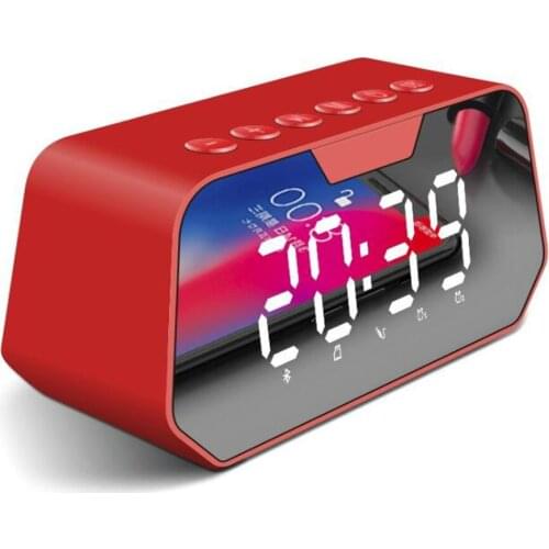 LED Mirror Alarm Clock with FM Radio Wireless Bluetooth Speaker Support Aux TF USB Music Player Wireless Digital Clock