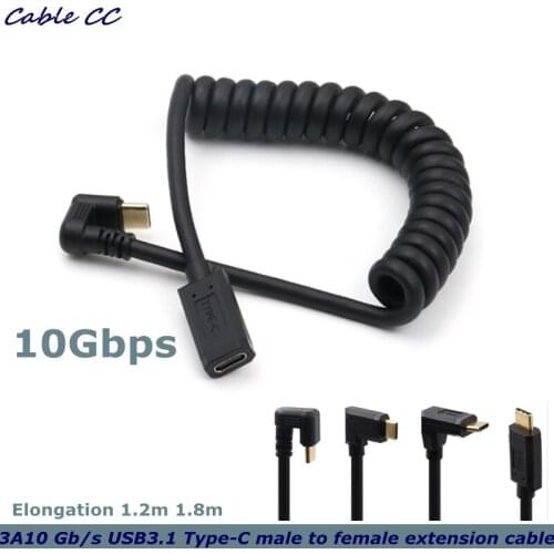 High-Quality 10Gbps USB 3.1 Type-C Male to Female Spring Retractable Extension Cable For Mobile Phones, Computers, 4k Displays