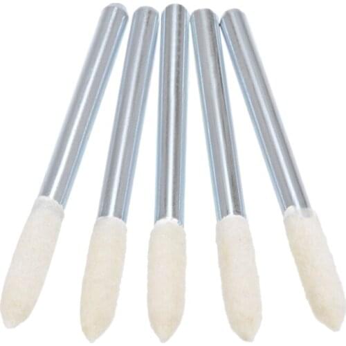 Uxcell 5 Pcs 3mm Wool Felt Mounted Points Tapered Polishing Bits Burrs Buffing Wheels Fit for Rotary Tools