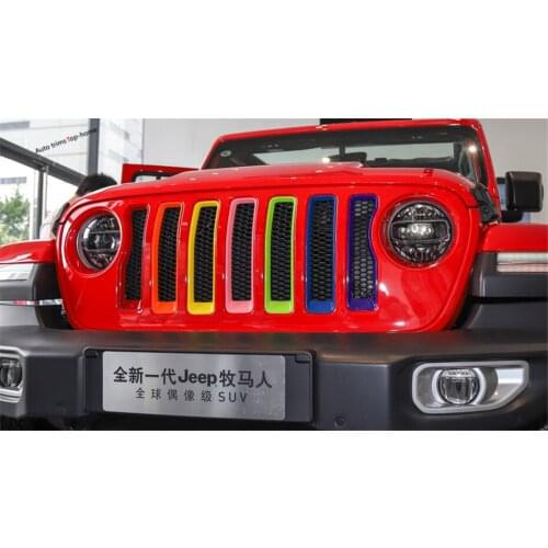 Yimaautotrims Mesh Front Grille Inserts Racing Grille Protection Cover Trim For Jeep Wrangler JL 2018 - 2020 Colorful Exterior
