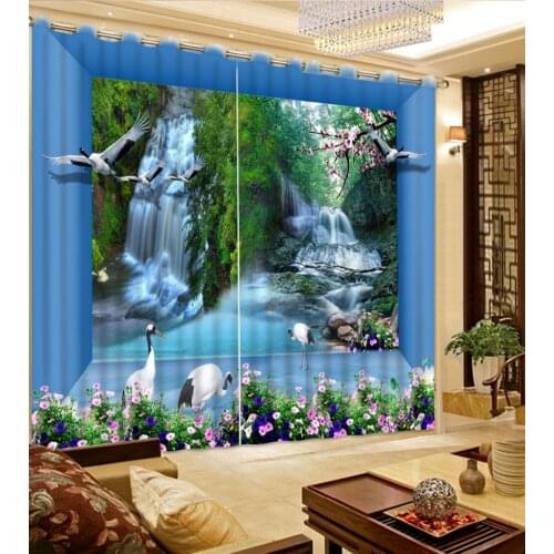 Nature scenery curtains 3D Curtain Printing Blockout Polyester Photo Drapes Fabric For Room Bedroom Window waterfall curtains