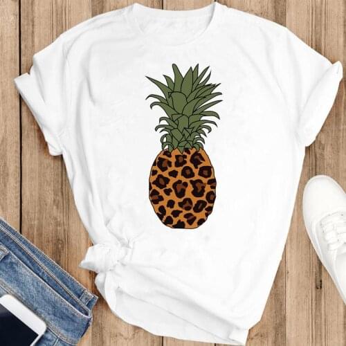 Women Sweet Beach 2021 Pineapple Trend 90s Cute Fashion Print Short Sleeve Summer Lovely Clothes Tops Tees Tshirt T-Shirt