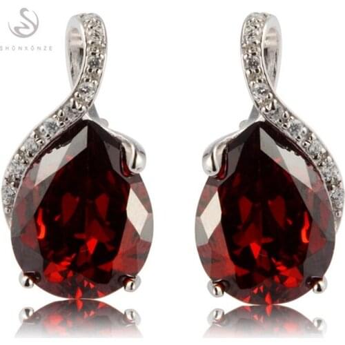 SHUNXUNZE Engagement Wedding earrings for women Accessories Pink Red Cubic Zirconia Hot alibaba-express Rhodium Plated R838 R841