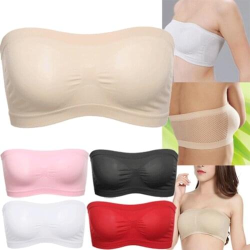 Womens Sexy Tight Skinny Tube Top Strapless Bandeau Bra Underwear Sleepwear Women Bralette Seamless Strapless Tops