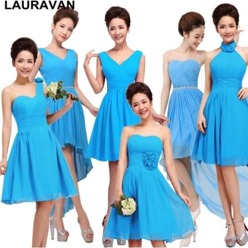 Blue plus size short bridesmaid dress robe de soiree for bridesmaids 2020 dresses to party for special occasions wedding