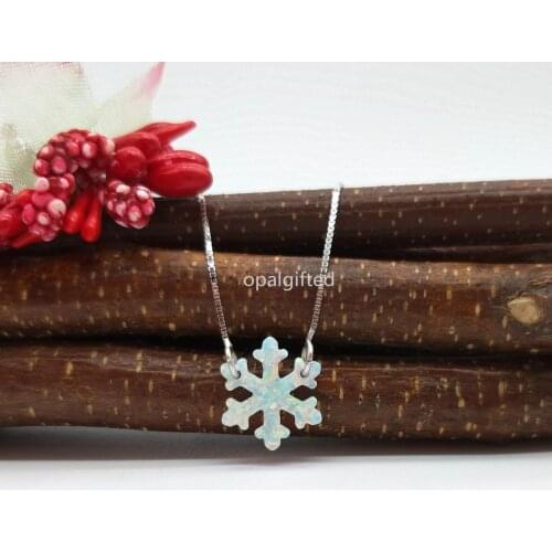 1pc/lot Promotion OP17 Whtie 13mm Synthetic Snowflake Opal Necklace 925 Sterling Silver Snowflake Opal Necklace for wedding gift