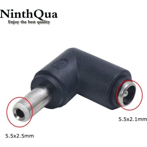 1pcs DC Connector 5.5*2.5mm Male to 5.5 x 2.1 mm Female DC Plug Power Charger Adapter Right Angle Connector