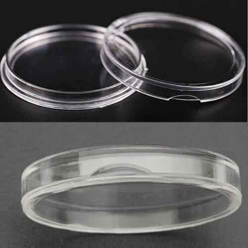 10pcs 35mm Applied Clear Round Cases Coin Storage Capsules Holder Round Plastic