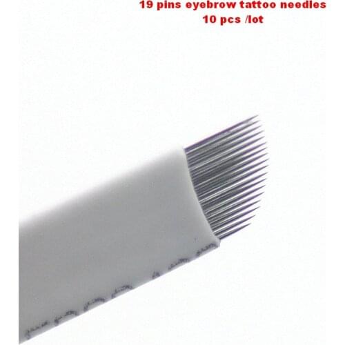 10pcs PCD 19 Pins Flat Blades For Professional Permanent Makeup Eyebrow Pen Manual Tattoo Needles Supply Free Shipping