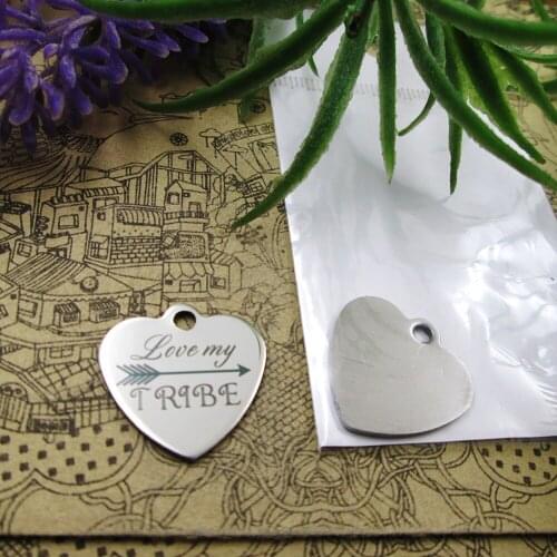 20pcs--"Love My Tribe"stainless steel charms 5 styles for choosing DIY Charms for necklace bracelets