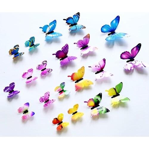 12Pcs/set Luminous Butterfly Wall Sticker Living Room Butterflies for Wedding Party Decoration Home 3D Fridge Stickers Wallpaper