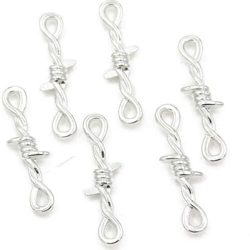 20Pcs 10*34mm New Charm Hemp Rope Double Sided Connector Alloy For DIY Jewelry Bracelet Necklace Marking Accessories