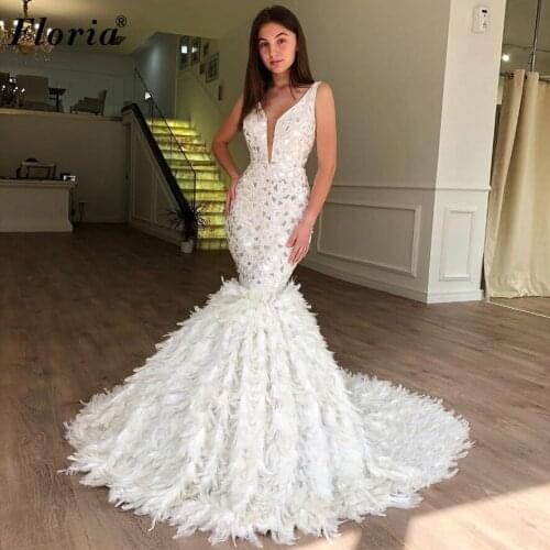 2021 White Mermaid Prom Dresses Long Feathers Cocktail Dresses Turkish Couture Wedding Party Dresses Custom Vestidos De Fiesta