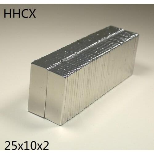 50pcs/lot Magnet 25x10x2 N35 Strong Square NdFeB Rare Earth Magnet 25*10*2 Neodymium Magnets for moto