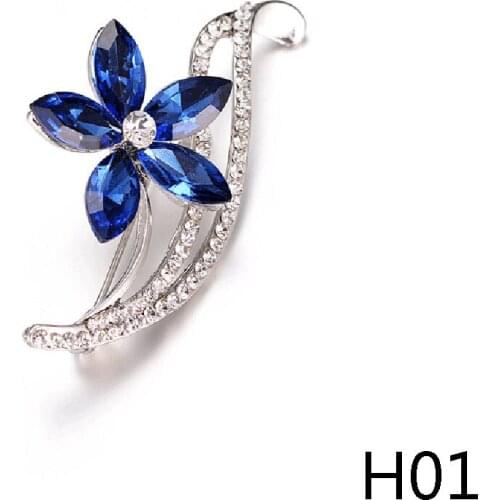 New Luxury Stone Crystal Flower Brooches Pins New Cute Fashion Five Leaf Girls Brooches Classic