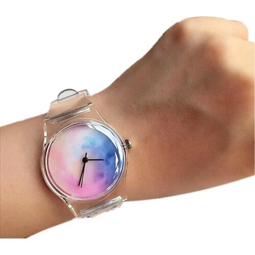 Quartz Transparent Watch Women Wristwatch Brand Luxury Simple Female Clock Wrist Watch Lady Maple Leaf Resin Quartz watch