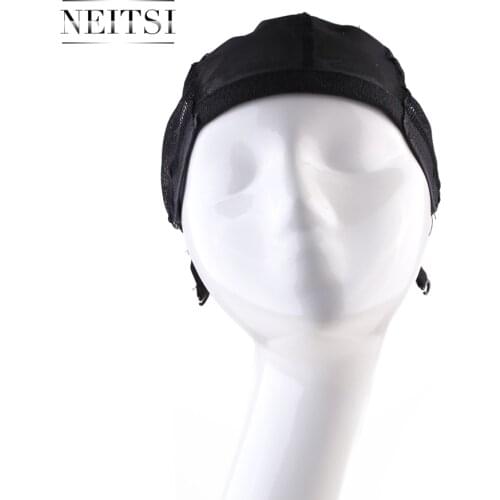 Neitsi Black Elastic Lace Wig Caps For Making Wigs With Adjustable Strap Bonnet Lace Perruque New Nylon Hairnet Snood 10pcs/pack