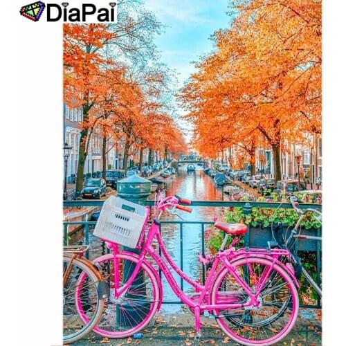 DIAPAI 100% Full Square/Round Drill 5D DIY Diamond Painting "Bicycle scenery" Diamond Embroidery Cross Stitch 3D Decor A19571