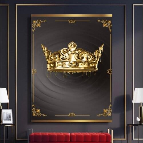 Canvas Painting Home Decor Crown Gold Beautiful Picture Modern Printed Modular Black Poster For Living Room Wall Art No Frame