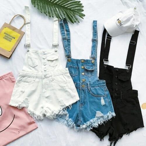 Idopy Women Bib Denim Overalls Cute Jumpsuit Jeans High Waist Vintage Overalls Shorts Tassel Pockets Suspender Denim Shorts