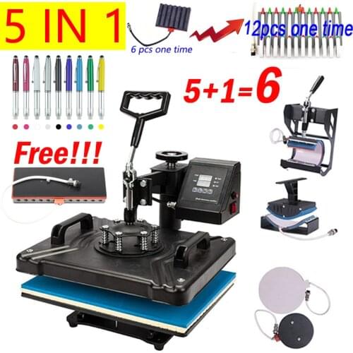 5 in 1 Combo Heat Press Machine Sublimation Heat Press Heat Transfer Machine For T shirt/Plate/MugBottle/Pen/Cap/Phone Case