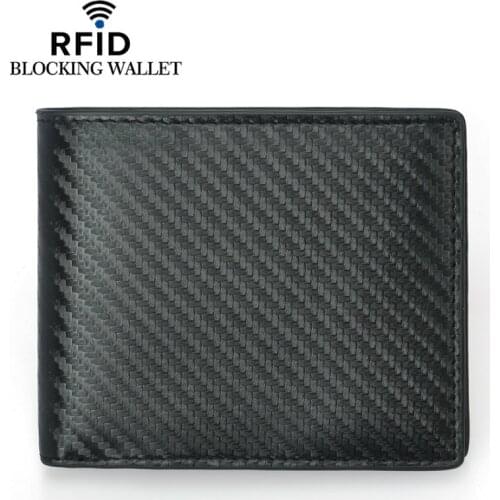 Wholesale Pu Leather Carbon Fiber Wallet Mini Slim Wallets Business Men Credit Card ID Holder with RFID Purse 100PCS/lot