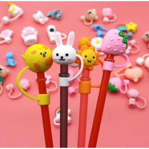 Creative Silicone Straw Plug Reusable Drinking Dust Cap Glass Cup Accessories Cartoon Plugs Tips Cover Kitchen Drinkware Clean