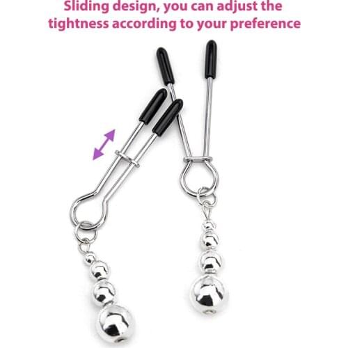 Metal Nipple Clamps clips ring bell torture slave breast Bondage restraint Sex Toy For Women Couple play Game
