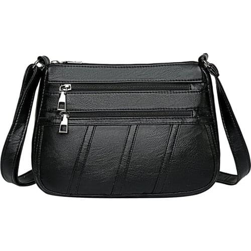 Fashion Women Shoulder Bag PU Leather Solid Messenger Multi-pocket Purse Handbag Popular Simple Female Daily Bag