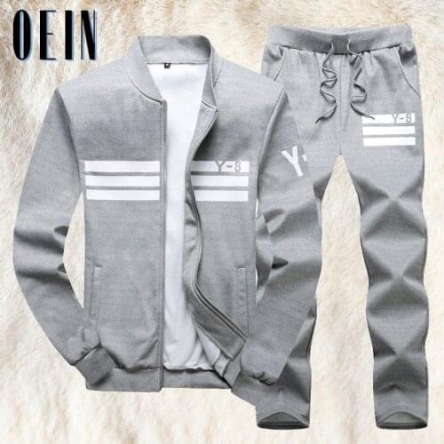 Autumn Men Clothing Tracksuit 2 Pieces Sets Striped Mens Zipper Set Casual Sweatshirts+ Sweatpants Sportswear Mens Track Suits