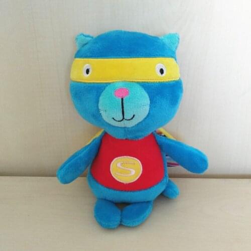 Stuffed Blue Cat 22cm Soft Velboa With Yellow Cloak 100% Polyester Cute Plush Baby Stuffed Animals Childrens Birthday Gifts
