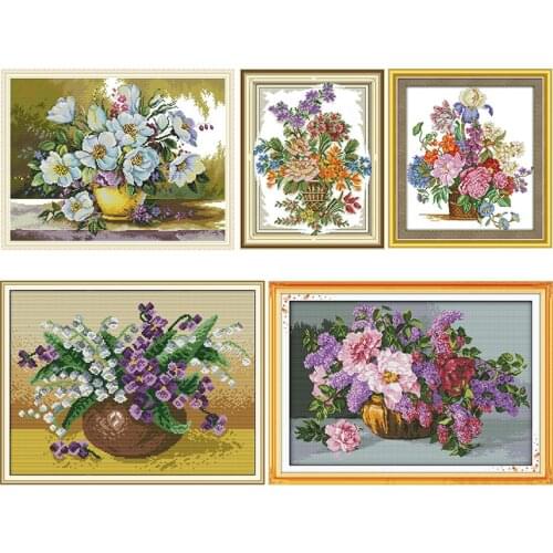 The Blossoming Flowers Printed Cross Stitch Kit Stamped Pattern Counted 11CT 14CT Handmade Needlework Embroidery Decor Art Decor