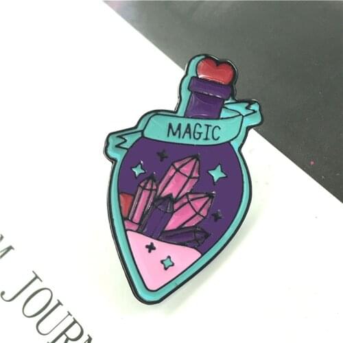 New magic potion bottle brooch purple love magic bottle badge crystal stone solution badge cartoon fun brooch jewelry gift denim