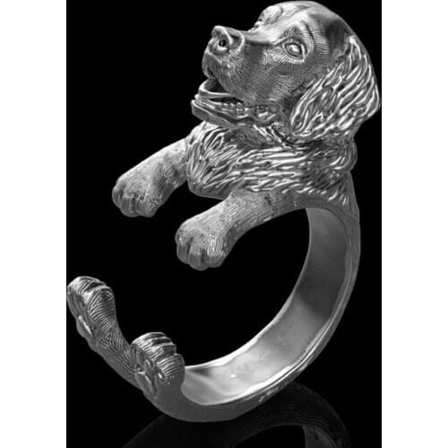 Wholesale adjustable new fashion Golden Retriever Ring free size cartoon animal dog Ring jewelry for pet lovers 15pcs/lot