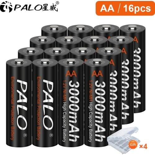 PALO 100% Original 1.2V NiMH AA Rechargeable Battery For Flashlights Brakes Computers Remote Control Toy Bateries