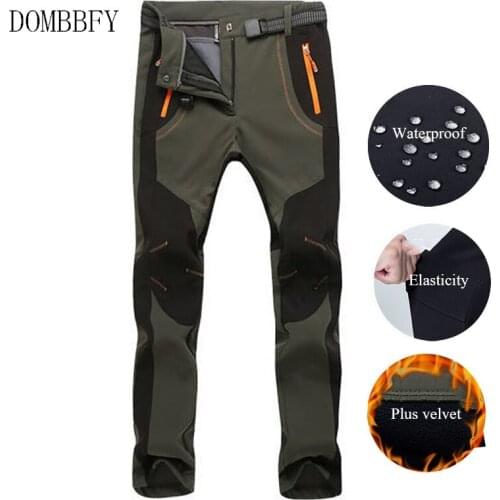 Hiking Pants Waterproof Softshell Winter Men Camping Trekking Thermal Fleece Warm Ski Trousers Women Polartec Pants Trousers 5XL