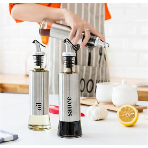 Useful 300ML Olive Oil Dispenser Bottle with Funnel Stainless Steel Oil Pourer Dispensing Bottles Oil Vinegar Sauce Bottle