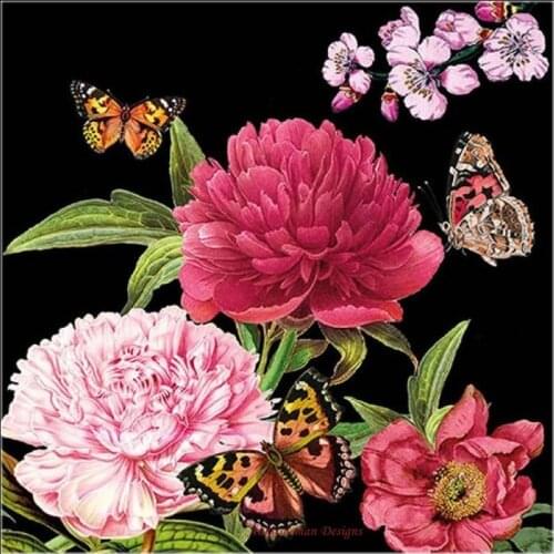 Counted Cross Stitch Kits Needlework Embroidery - Crafts 14 ct Aida DMC Color DIY Arts Handmade Home Decor -Peony Butterfly