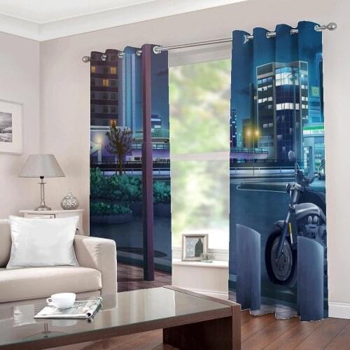Modern Cartoon city night scenery photo window curtains for living room bedroom Sunshade Blackout Drapes Home Decor