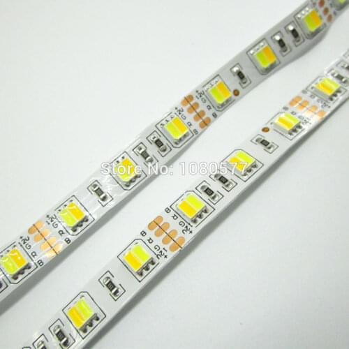 5630 5730 SMD LED strip Non-waterproof DC 12v or 24v, warm white and cold white LEDs integrated in one leds 60 LEDs/M 5M/roll