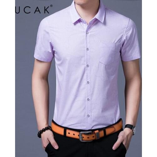 UCAK Brand Summer Soft Cotton Shirts Men Clothing New Fashion Style Streetwear Casual Striped Pocket Shirt Clothes Homme U6236