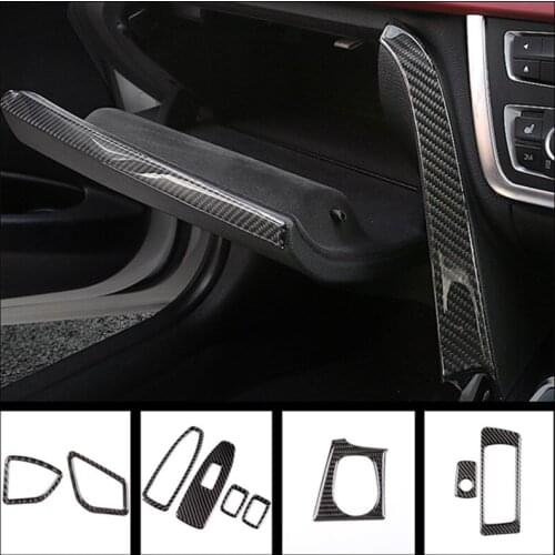 Carbon Fiber For BMW 3 series F30 F34 RHD Interior Console Cover CD Panel Trim Armrest Gearshift Decorative Frame Stickers