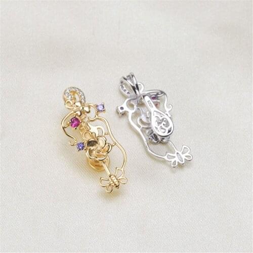 S925 Sterling Silver Screw Eye Pin Bail Top Drilled Beads End Cap For DIY Pearl Charm Pendant Connectors Jewelry Making