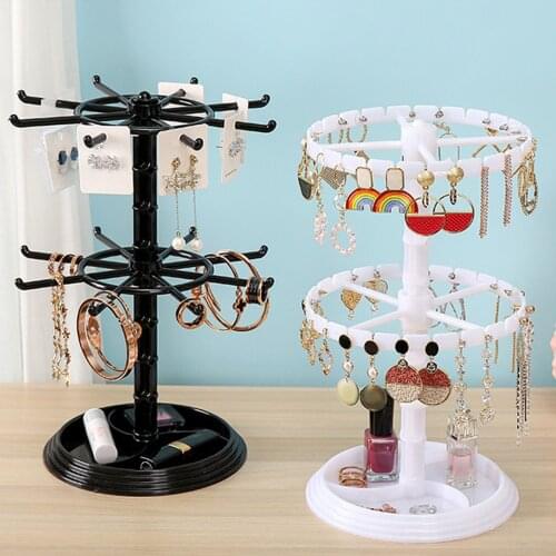 Rotating Jewelry Organizer Plastic Jewelry Display Stand Rack Clear Jewelry Dish Holder For Earrings Necklace Bracelet Pendant