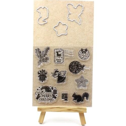 YPP CRAFT Merry Chritmas Transparent Clear Silicone Stamp And Cutting Dies Set for DIY scrapbooking/photo album Decorative 1015