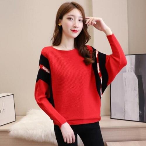 Women Loose Knitted Pull Jumper With Batwing Casual Autumn Pullover Female O-neck Ladies Pullovers Sweaters Femme Tops Jumper