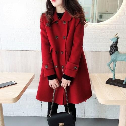Lamb Fur Wool Coat Jacket Female Autumn Winter 2021 New Middle-length Loose Double Breasted Lapel Thick Warm Woolen Coat Y519