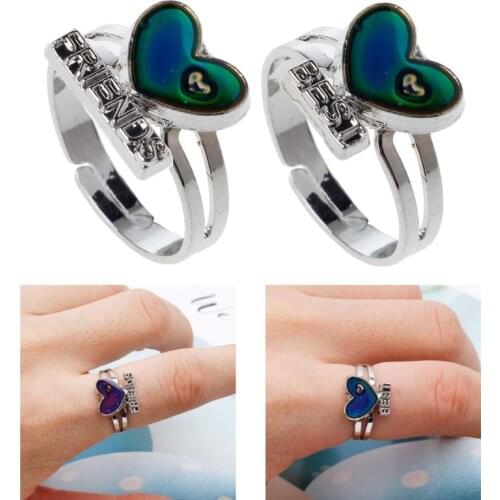 1 Set Best Friend Color Change Mood Ring Emotion Feeling Temperature Rings For Unisex Jewelry