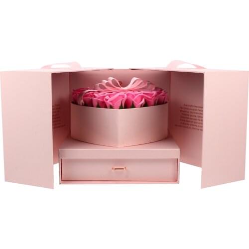 1 Set Soap Flower Birthday Gift Box Cube Gift Box Valentines Day Gift(Pink Rose)