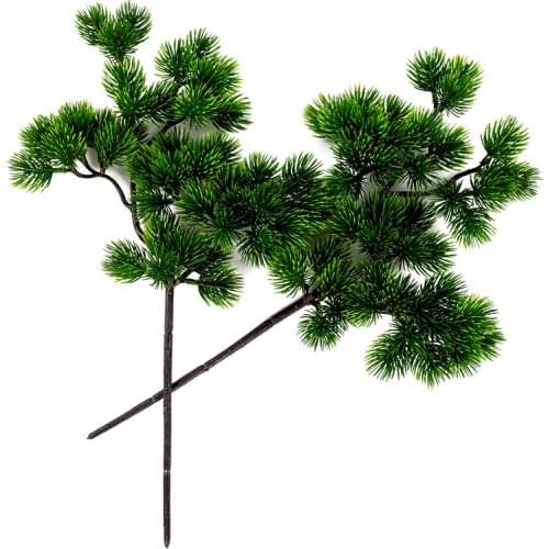 2pc 40cm Single Big Pine Green Branch Simulation Leaves Plant Welcoming Pine Bonsai Accessories Home Decoration Plant